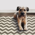 Washable Rug + Nonslip Pad // Chevron Grey + White