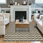 Washable Rug + Nonslip Pad // Chevron Grey + White