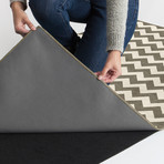 Washable Rug + Nonslip Pad // Chevron Grey + White