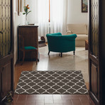 Washable Rug + Nonslip Pad // Trellis Gate Grey + White (5' x 7')