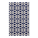Washable Rug + Nonslip Pad // Hexagon Fretwork Navy + White