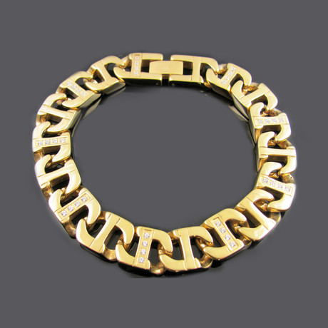 Mariner Link Bracelet // Polished Steel + 18K Gold