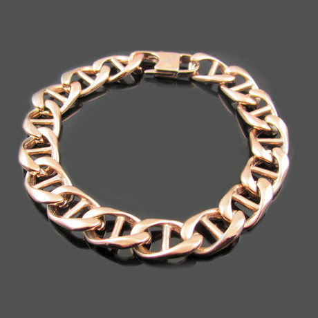 Figaro Link Bracelet (18K Rose Gold)