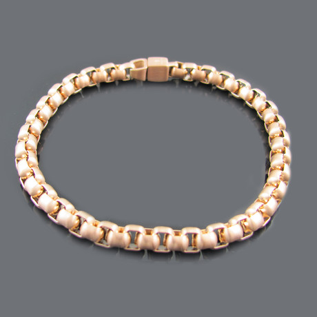 Brushed Round Box Link Bracelet