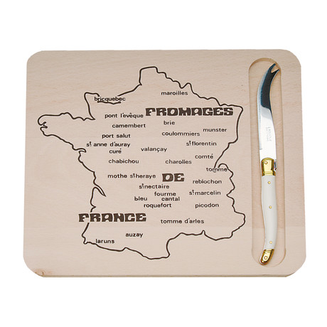 Map of French Cheeses // Cutting Board + Cheese Knife
