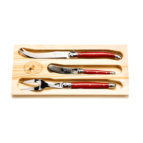 Cheese Set + Red Handles // 3 Pieces