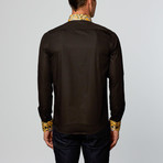 Contrast Trim Dress Shirt // Black (XL)