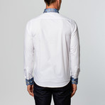 Contrast Trim Dress Shirt // White + Royal (4XL)