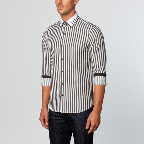 Dress Shirt // White + Black Stripe (S)