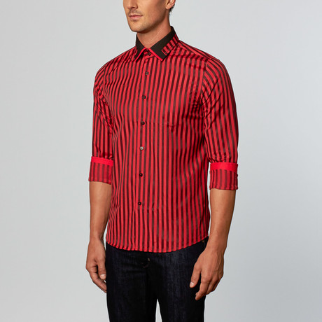 Dress Shirt // Black + Red Stripe (S)