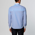 Dress Shirt // White + Royal Stripe (M)