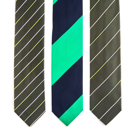 Novara Tie // Green + Navy + White // Pack of 3