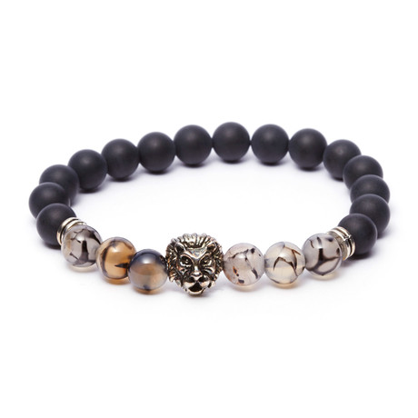 Lion Bracelet // Onyx Stone // Gray