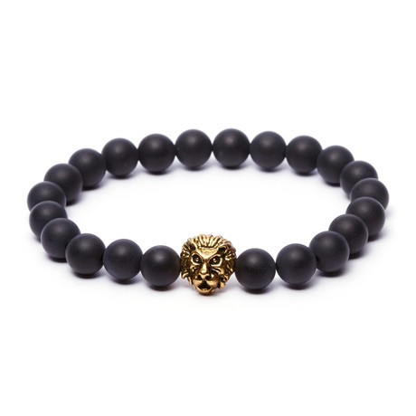 Lion Bracelet // Onyx Stone // Dark Gray