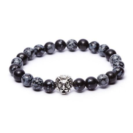 Lion Bracelet // Onyx Stone // Gray + Black