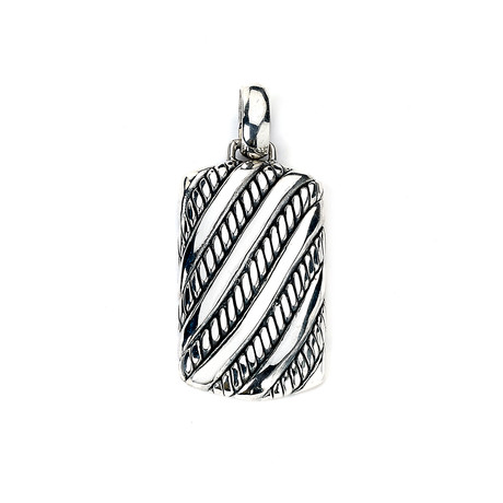 Wrapped Rope Dogtag Pendant // Silver