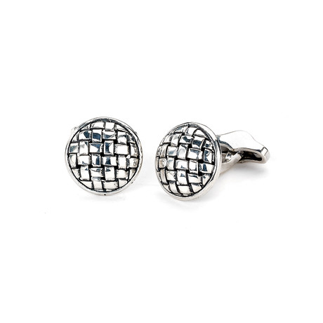 Circle Woven Cuff Links // Silver