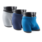 Basic Cotton Stretch Underwear // Grey + Navy + Blue // Set of 3 (XL(40"-42"))