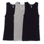 Basic Outfitters // Ribbed Tank Top // Black + Grey // Pack of 3 (XL)