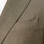 2 Button Suit // Striped Tan (46R)