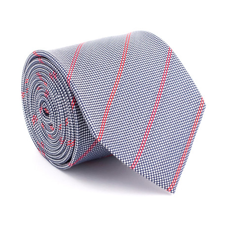Silk Tie // Grey + Blue + Red