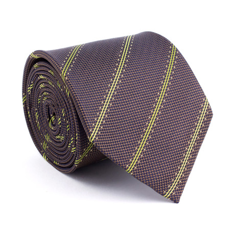 Stripes Silk Tie // Brown + Light Green