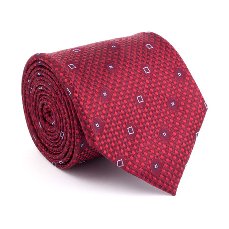 Check Silk Tie // Brick Red + Light Blue