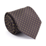 Polka Dots Silk Tie // Brown + Yellow