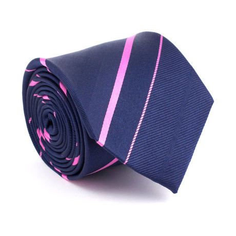 Diagonal Stripes Silk Tie // Blue + Pink Stripe
