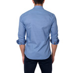 Overdyed Lines Button-Up Shirt // Royal Blue (L)
