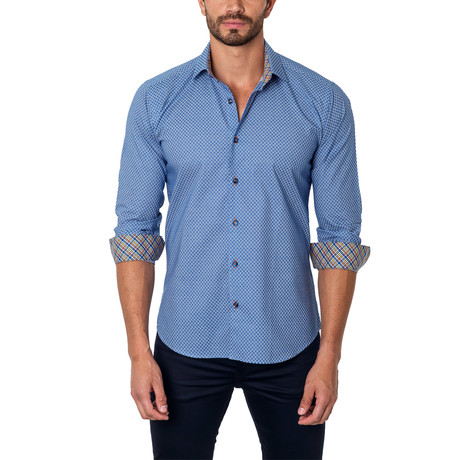 Overdyed Lines Button-Up Shirt // Royal Blue (S)