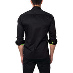 Contrast Placket Button-Up Shirt // Black (M)