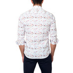 Confetti Print Button-Up Shirt // White (L)