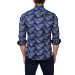 Rising Waves Button-Up Shirt // Navy (L)