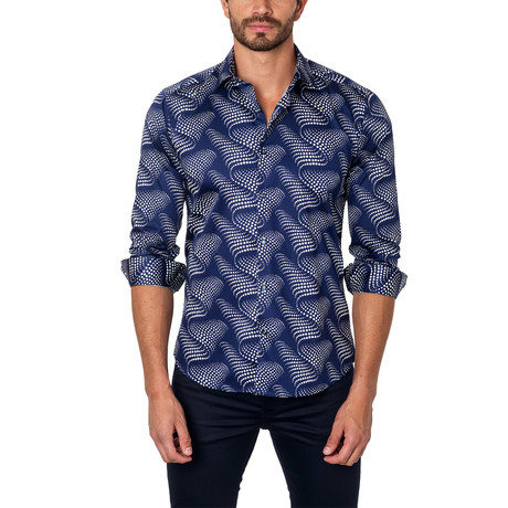 Rising Waves Button-Up Shirt // Navy (S)