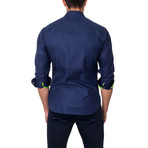 Shadow Pattern Button-Up Shirt // Navy (M)