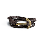 Leather Rope + Navy Anchor Hook Bracelet