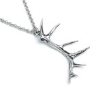 Elk Antler Pendant // Silver Plated White Bronze