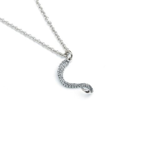 Octopus Tentacle Pendant // Silver Plated White Bronze
