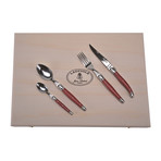 Flatware Set + Red Handles // Set of 24