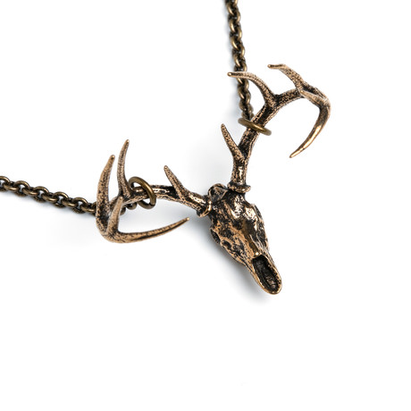 Trophy Deer Skull Necklace // Bronze (18" Chain)