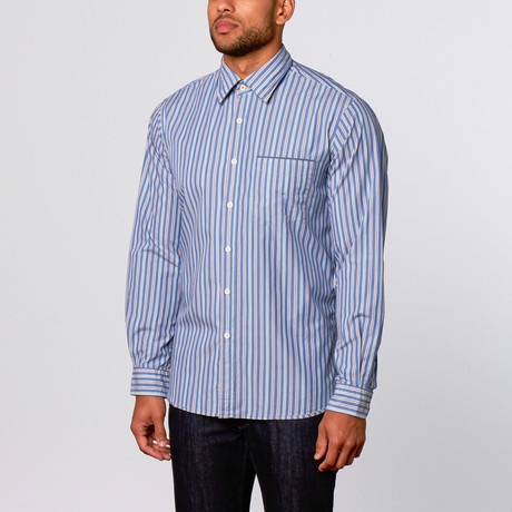 Biarritz Stripe Cotton Shirt // Blue (S)