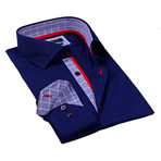 Solid Button-Up Dress Shirt // Navy (S)