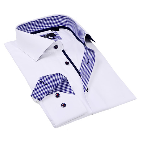 Solid Button-Up Dress Shirt // White (S)