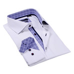 Button-Up Dress Shirt // White + Blue (XL)