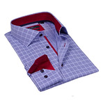 Levinas // Button-Up Dress Shirt // Blue + Red (L)