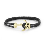 Anchor Bracelet // Gold Anchor (Braided Natural Black)