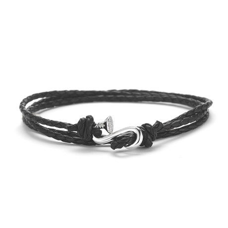 Nail Wrap Bracelet (Black Leather)