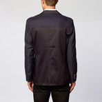 Contrast Woven Sleeve Blazer // Solid Black (L)