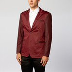 Contrast Woven Sleeve Blazer // Burgundy (2XL)